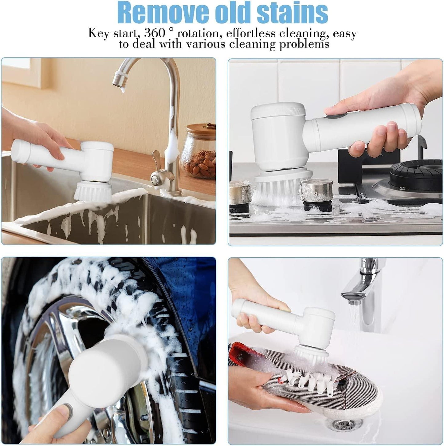 Electric spin scrubbers for kitchen use